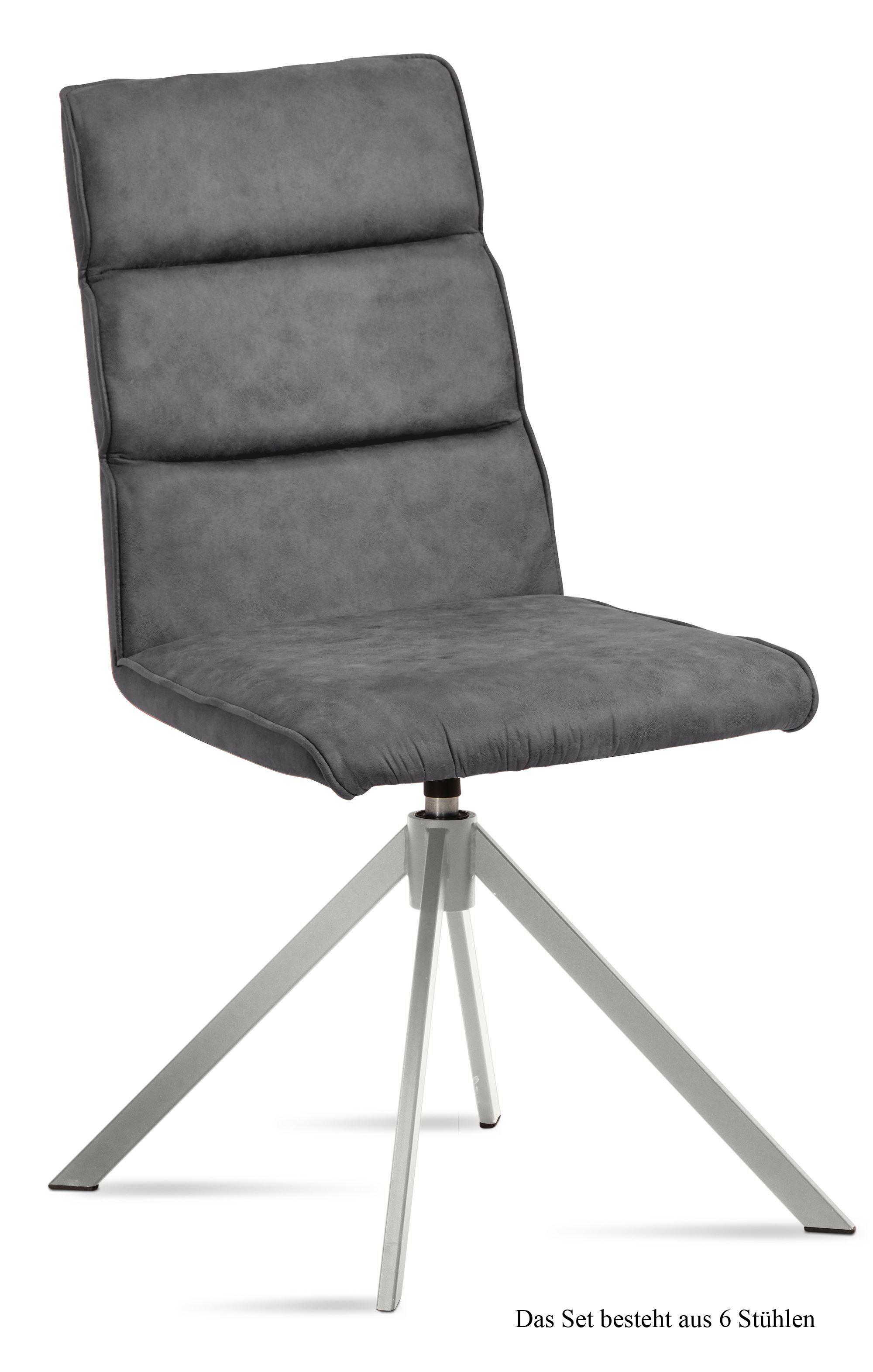 ESSZIMMERSTUHL drehbar (6er-Set) Dulcea 47x92x60 Edelstahl/Grau - Edelstahlfarben/Grau, Kunststoff (60/92/47cm) - 58aufmkessel