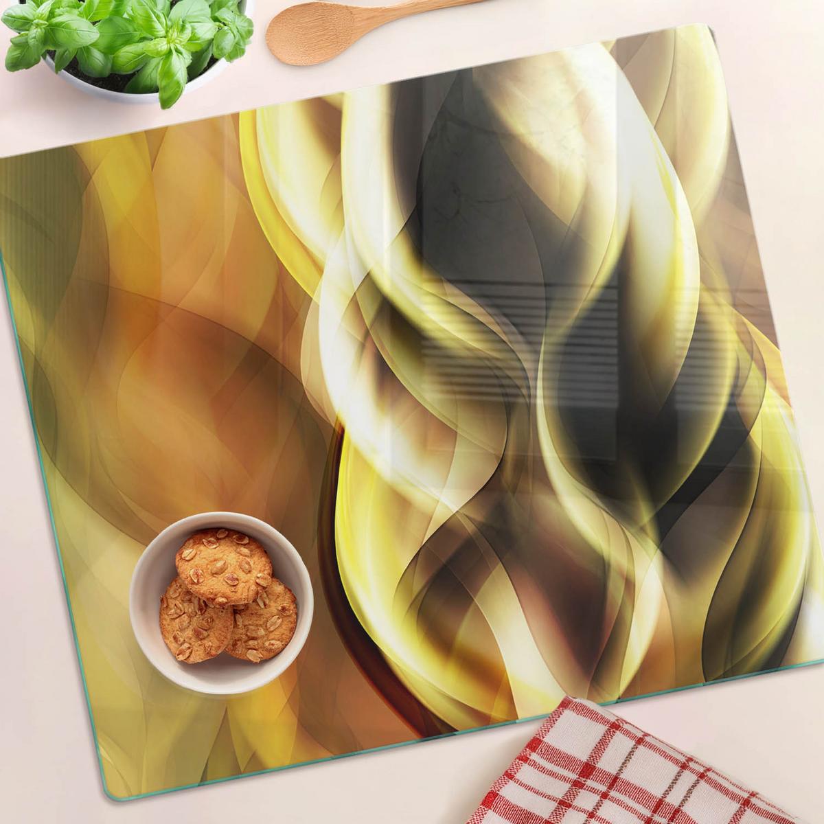 GLASPLATTE 60x52 cm Goldenes Licht - Goldfarben, Glas (60/0.4/52cm) - TULUP
