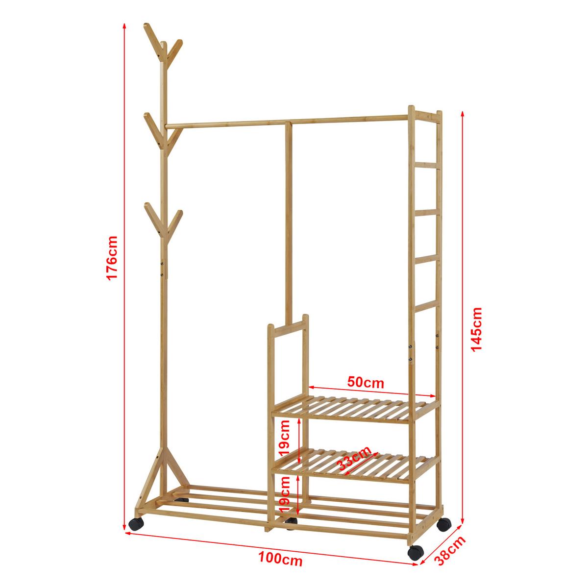 ROLLGARDEROBE Ikaalinen - Naturfarben, Holz (100/176/38cm) - [en.casa]