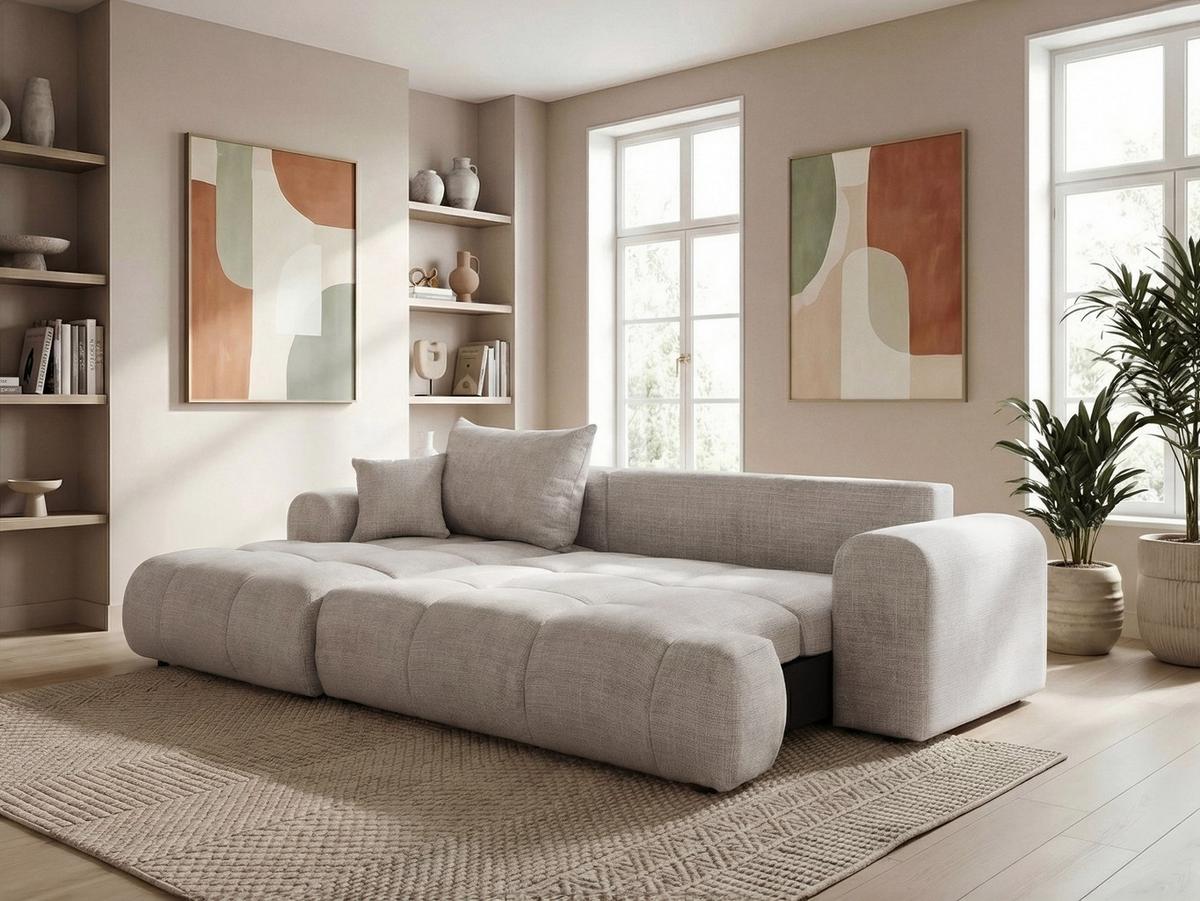 ECKSOFA MILANO Links mit Schlaffunktion und Bettkasten Grau - Grau, Kunststoff/Textil (265/145cm) - Idohome