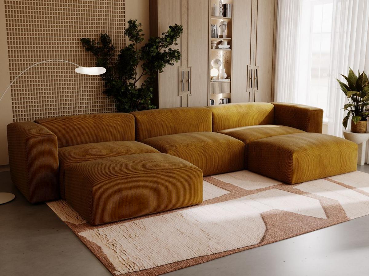 WOHNLANDSCHAFT U Landi Braun - Schwarz/Braun, Kunststoff/Textil (340/85/180cm) - Graingold