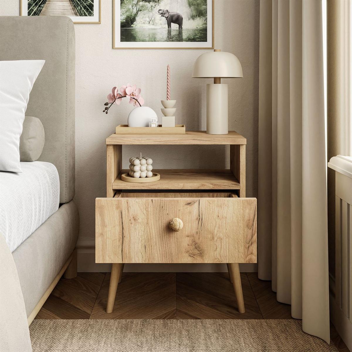 NACHTTISCH HARMONY Craft Gold Eiche - Eichefarben, Holzwerkstoff (44/56/31cm) - Lookway