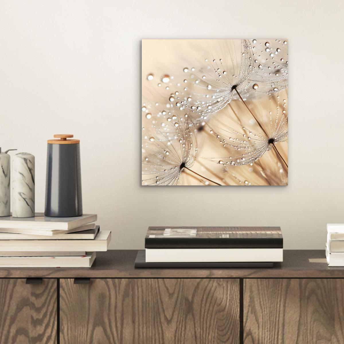 METALLBILD Löwenzahn - Abstrakt - Natur - Beige 20x20 cm - Braun, Metall (20/20cm) - MuchoWow