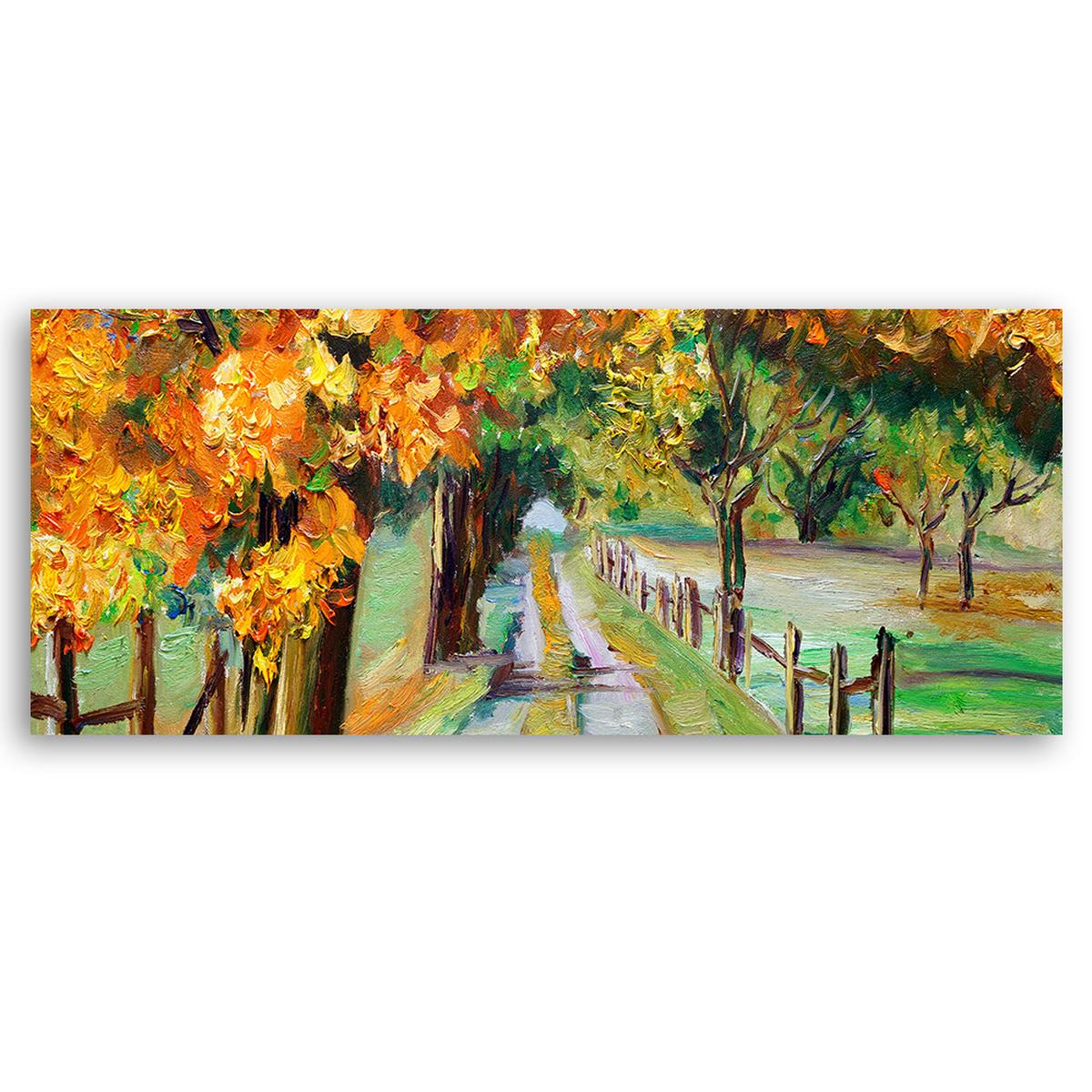 WANDBILD herbstlich bemalte bäume - Gelb, Textil (90/30cm) - Feeby