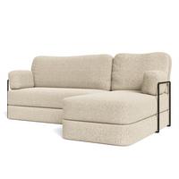 ECKSOFA SABI modulares Boneless Sofa mit Schlaffunktion Creme Boucle-Stoff - Creme, Textil (200/120cm) - MASSENO