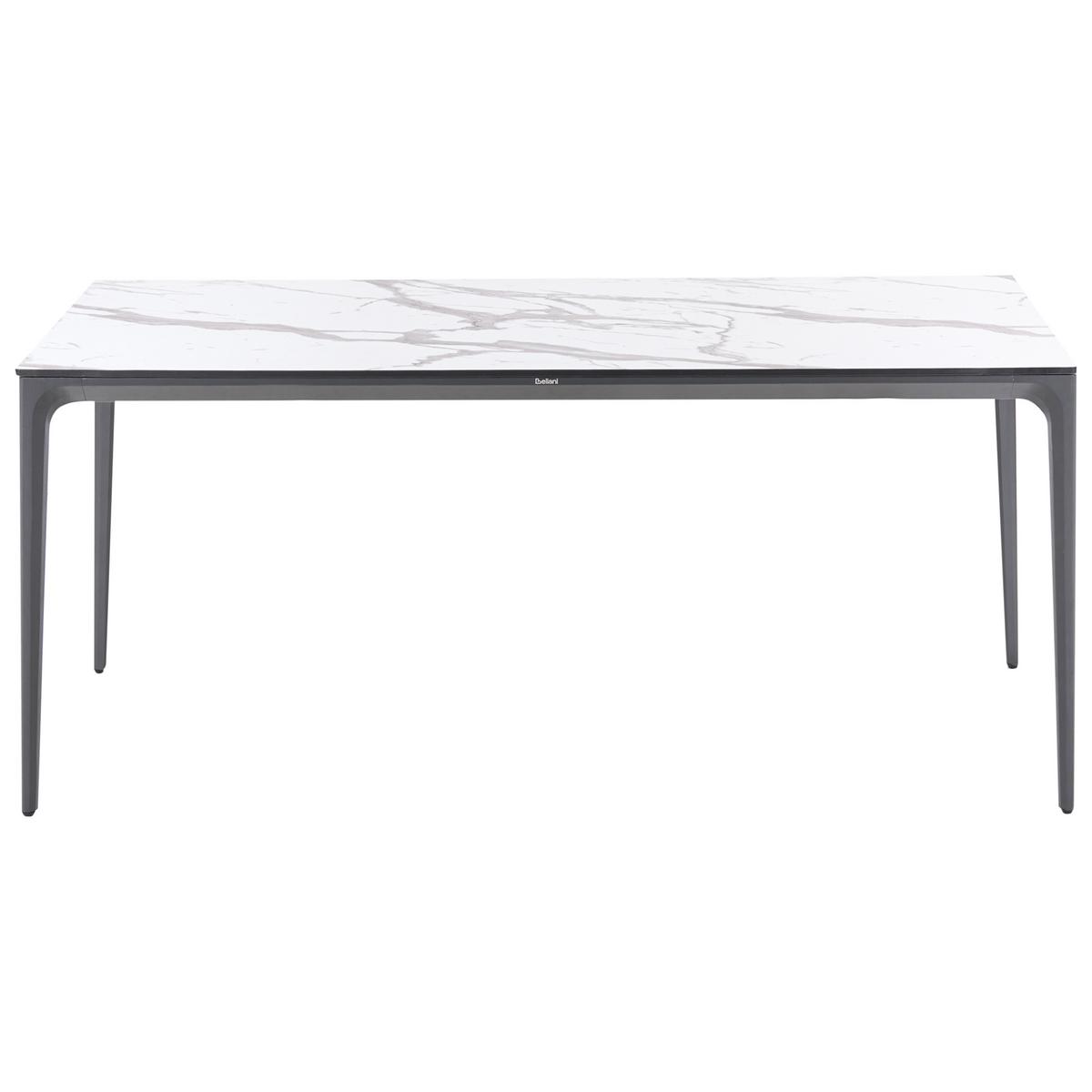 GARTENTISCH 180/90 cm Marmor Optik Weißer Marmor Sovareto - Dunkelgrau, Kunststoff (180/90/75cm) - Beliani