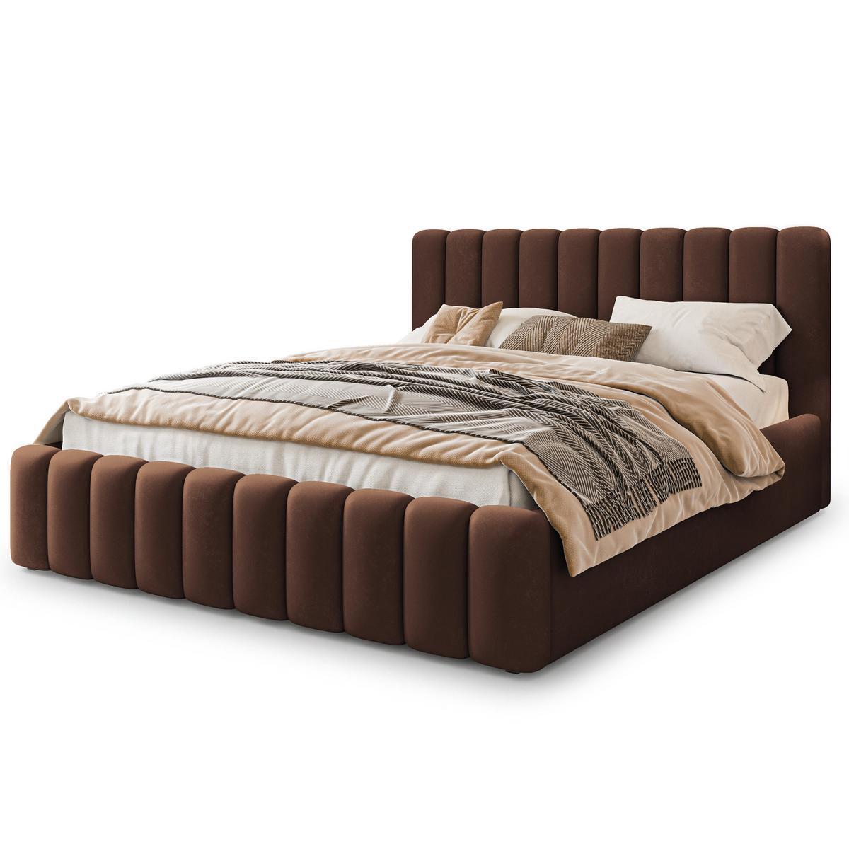 POLSTERBETT DINESE 160x200 cm mit Bettkästen - Braun - Braun, Holz (200/160cm) - MASSENO