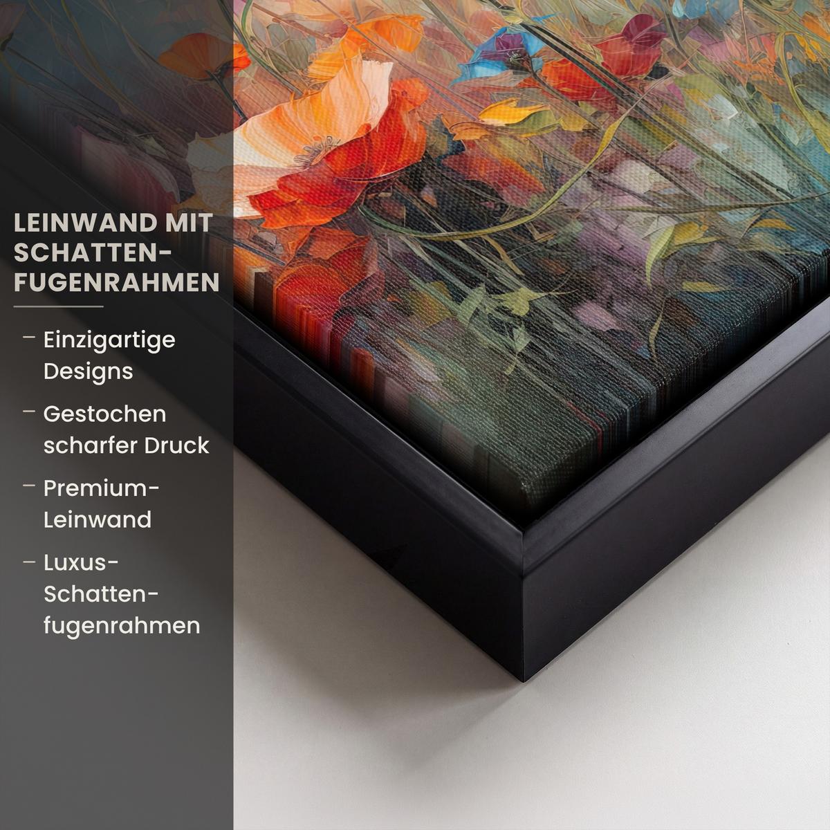 LEINWAND Bilder mit Rahmen - Blumen - Aquarell - Kunst - Botanisch - Natur - 20x20 - Orange, Textil (20/20cm) - MuchoWow