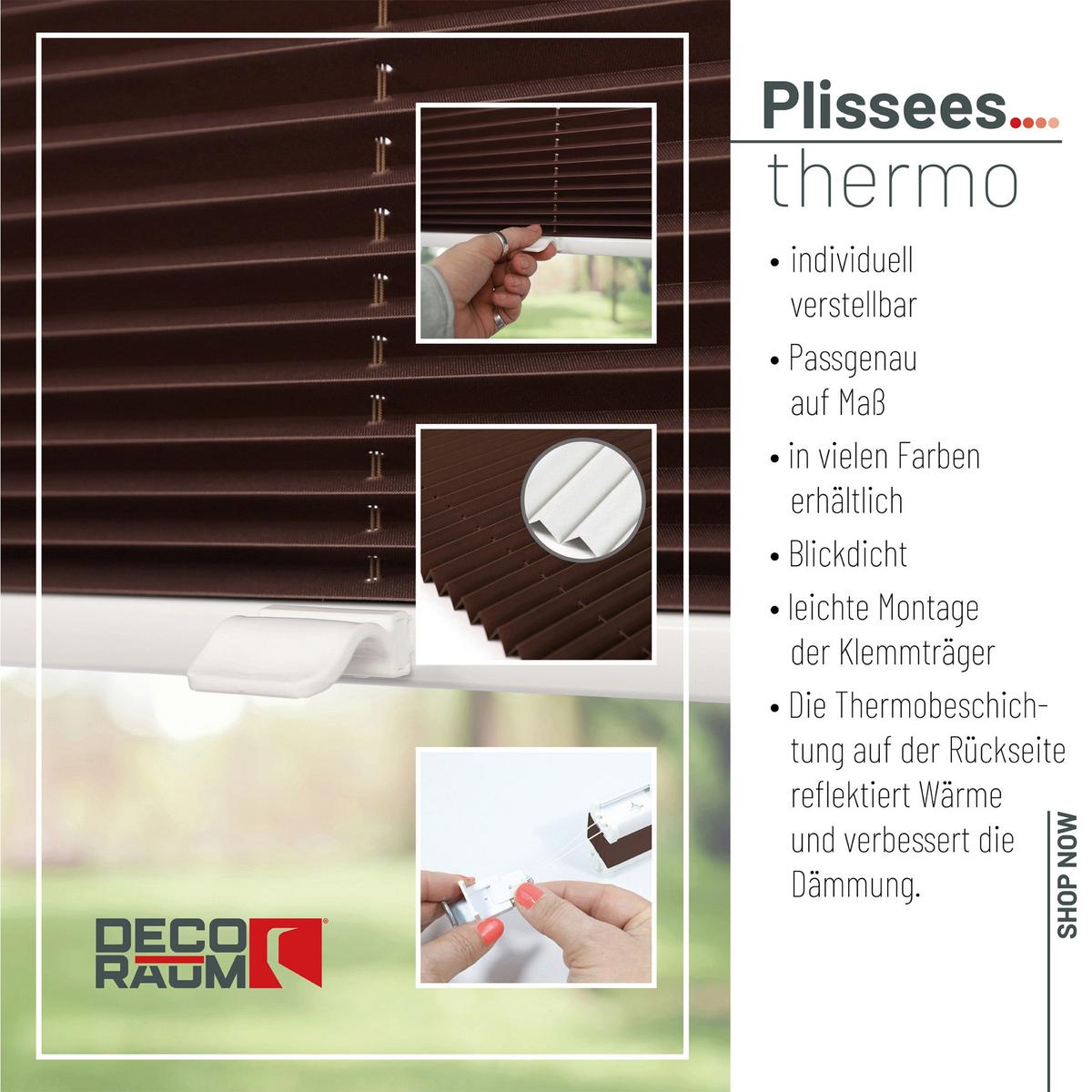 PLISSEE Thermo Basic 45 x 150cm Klemmfix ohne Bohren - Dunkelbraun, Textil (45/150/150cm) - Deco-Raum