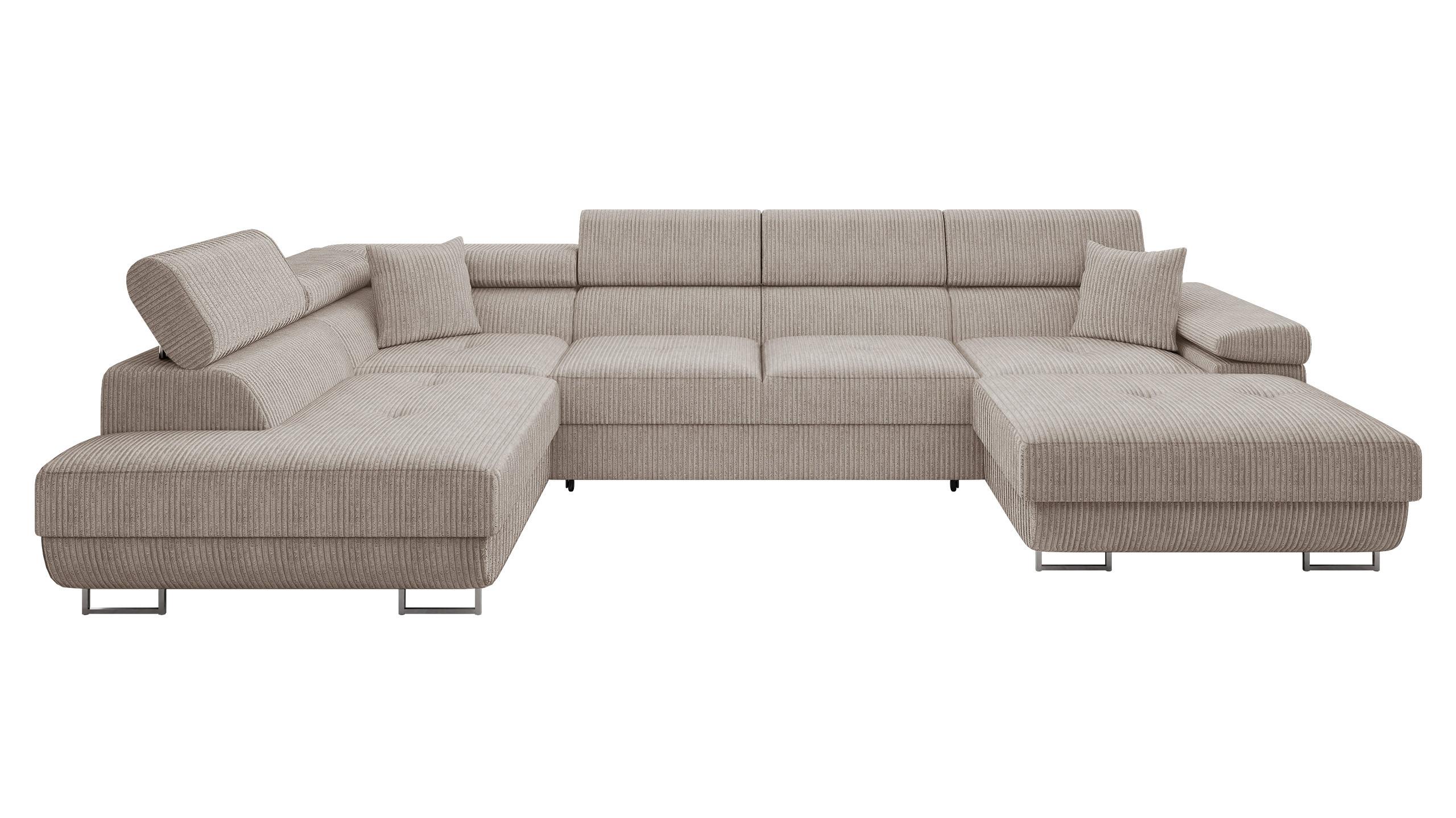 WOHNLANDSCHAFT Torezio Bis Cord, Seite: Links - Sahara, Holz/Textil (346/90/203cm) - MIRJAN24