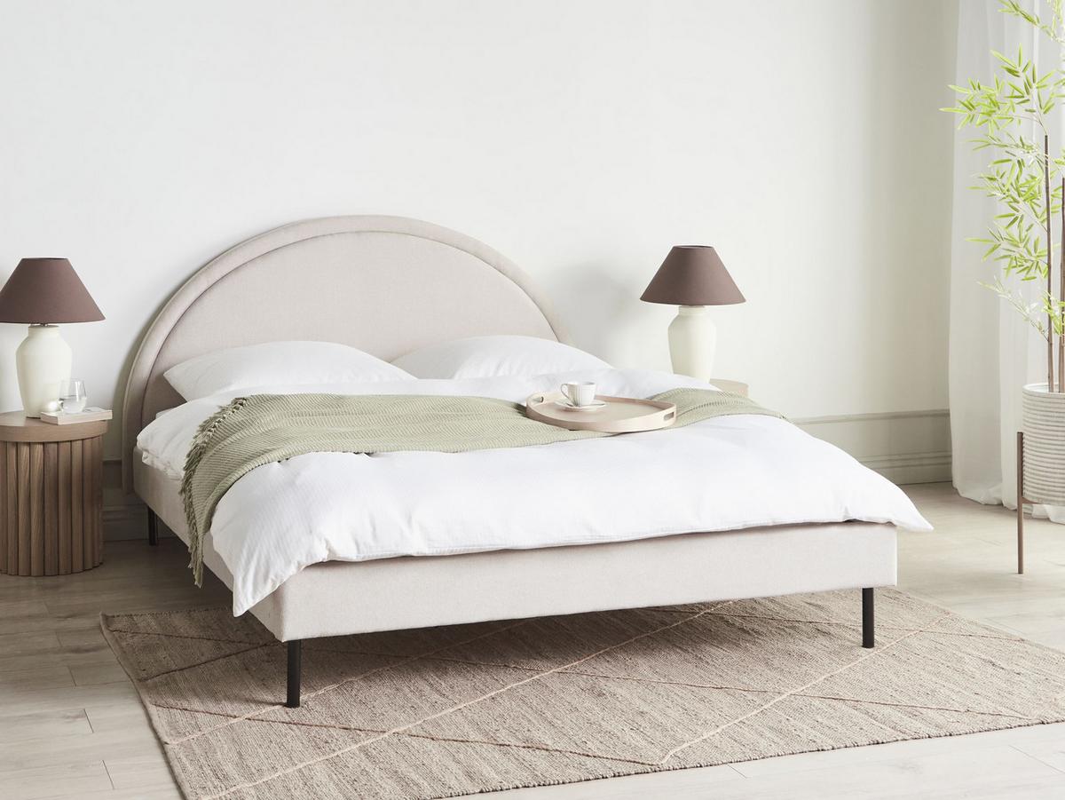 BETT mit Lattenrost 160x200 cm Beige Margut - Beige, Textil (160/200cm) - Beliani