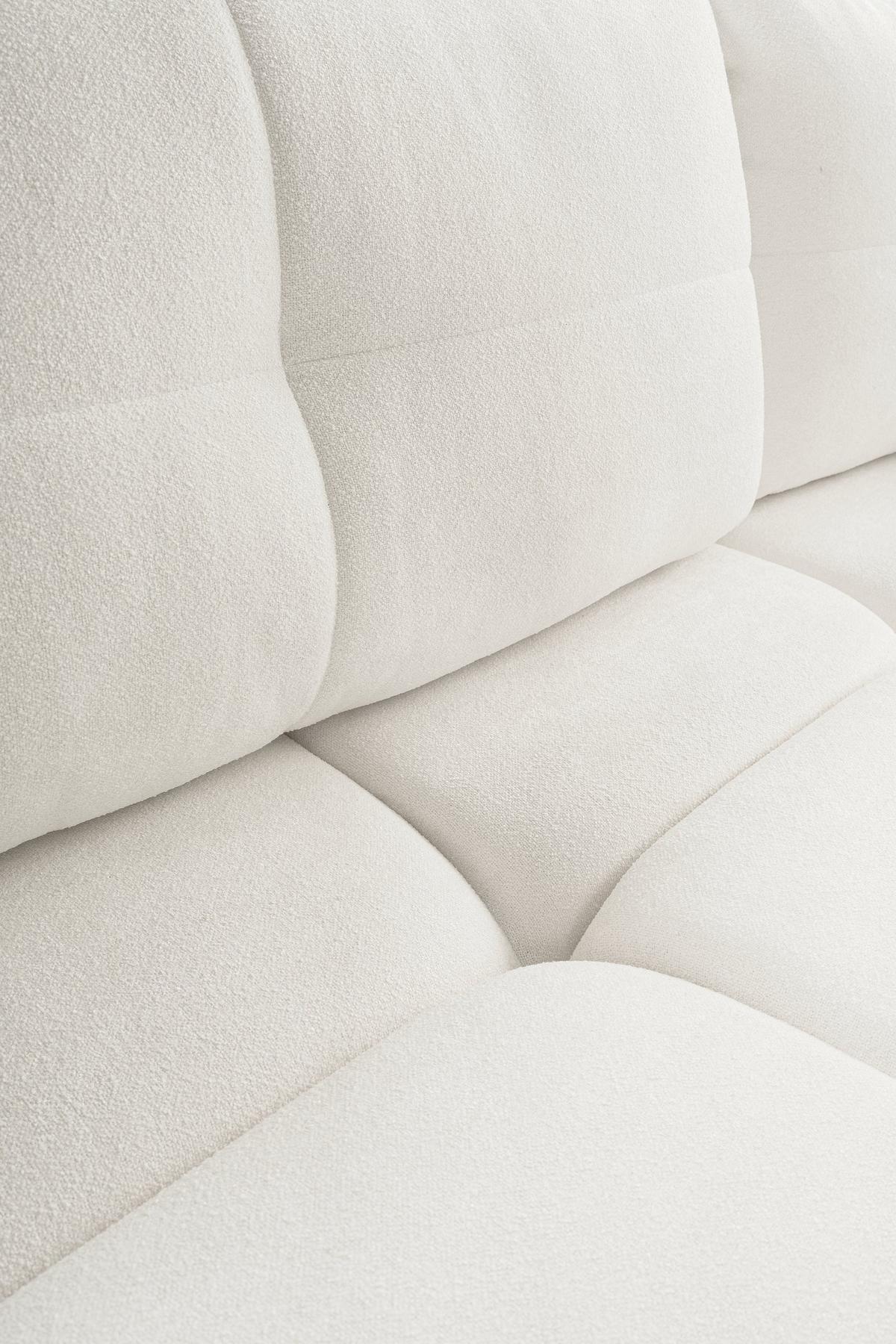BETTSOFA MODA Creme Geflochtener Stoff mit Schlaffunktion - Creme, Holz (245/86/110cm) - MASSENO