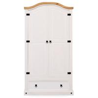 KLEIDERSCHRANK CAMPO weiß/braun - Weiß/Braun, Holz (100/190/51cm) - IDIMEX