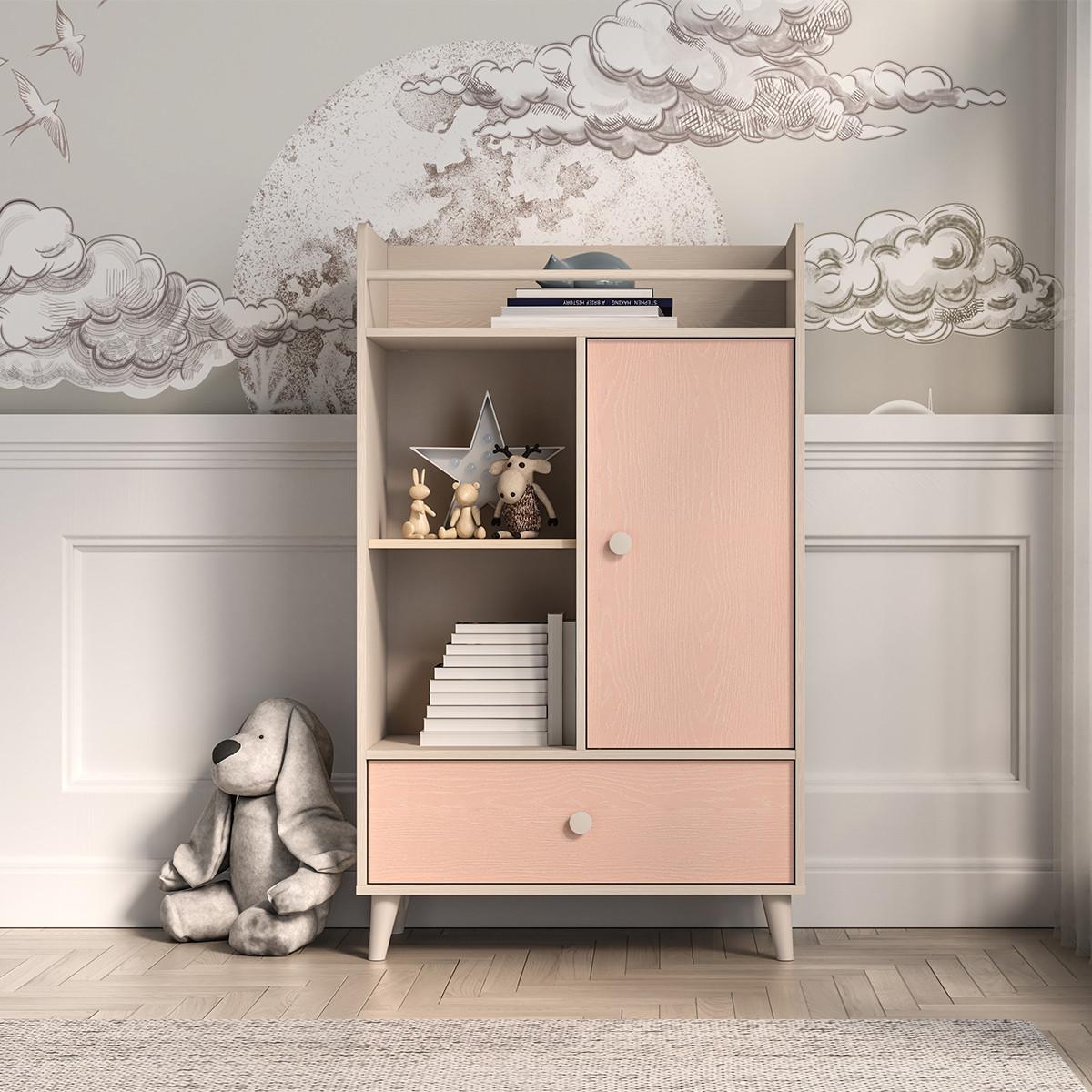 BÜCHERREGAL Alycia Beige - Korallenrosa - Holzeffekt - Pink, Holz (80/132/40cm) - Petits-meubles