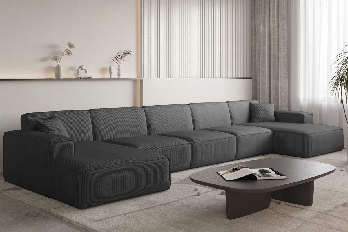 WOHNLANDSCHAFT Celes Premium Xl Scala - Anthrazit, Holzwerkstoff/Textil (462/73/165cm) - Fun Möbel