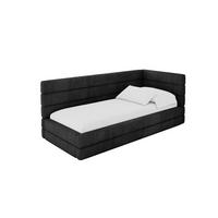 EINZELLBETT Jugendbett mit Bettkasten und Matratze H3/H4, Links - BEMY 80x200 Schwarz - Schwarz, Holzwerkstoff/Textil (80/200cm) - ALTDECOR