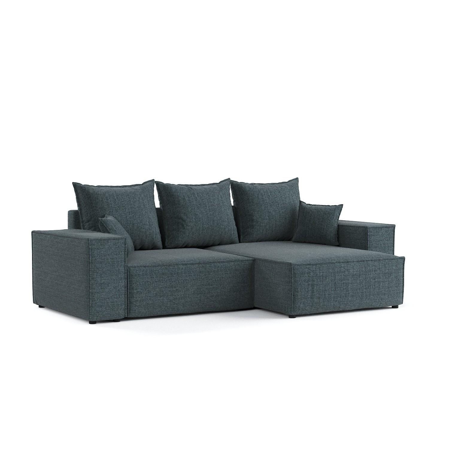ECKSOFA SENSO mit Schlaffunktion Blaugrau im City Stoff - Blaugrau/Schwarz, Holz/Holzwerkstoff (255/148cm) - AltaBeds