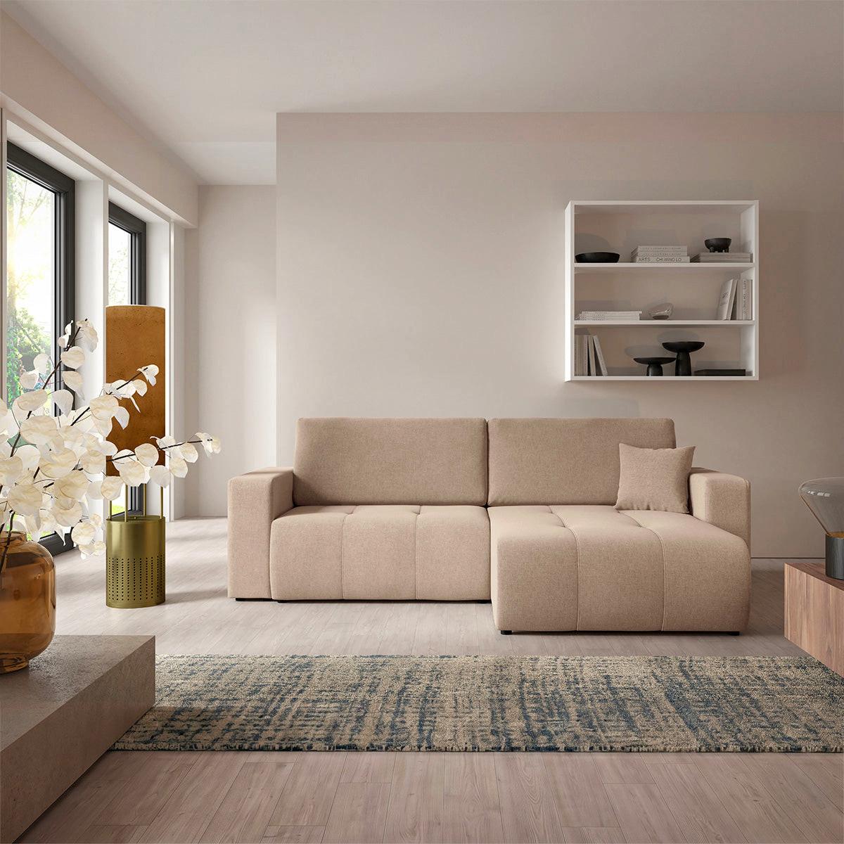 ECKSOFA Giulia 3 Sitzplätze Beige - Beige, Holz (244/149cm) - Petits-meubles