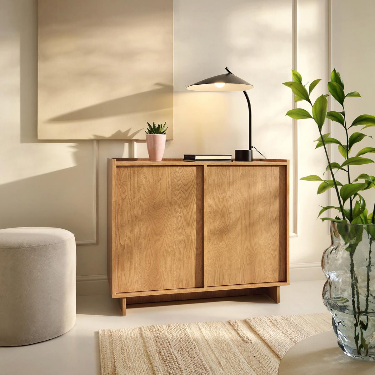 SIDEBOARD Yasumi 2-türig 98 cm - Eichefarben, Holzwerkstoff (98/82/39cm) - Selsey