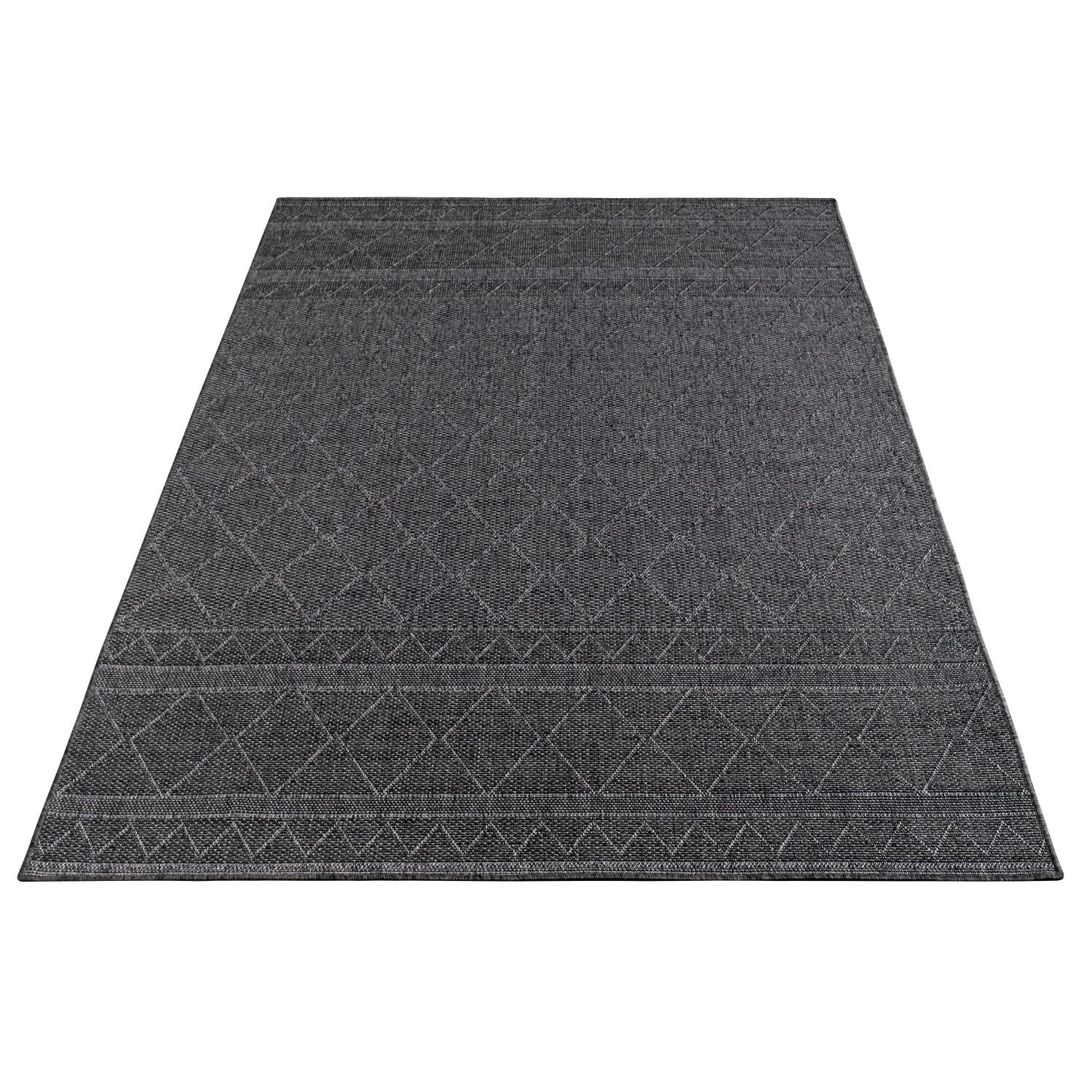 FLACHWEBTEPPICH, mit Rautenmuster, aus Polypropylen, Anthrazit, 150 x 150 cm - Anthrazit, Textil (150/150cm) - KADIMA DESIGN