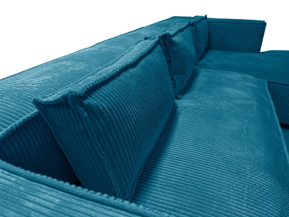 ECKSOFA Nova Türkis Cord, Ottomane rechts - Türkis/Schwarz, Holz/Kunststoff (262/176cm) - S-Style Möbel