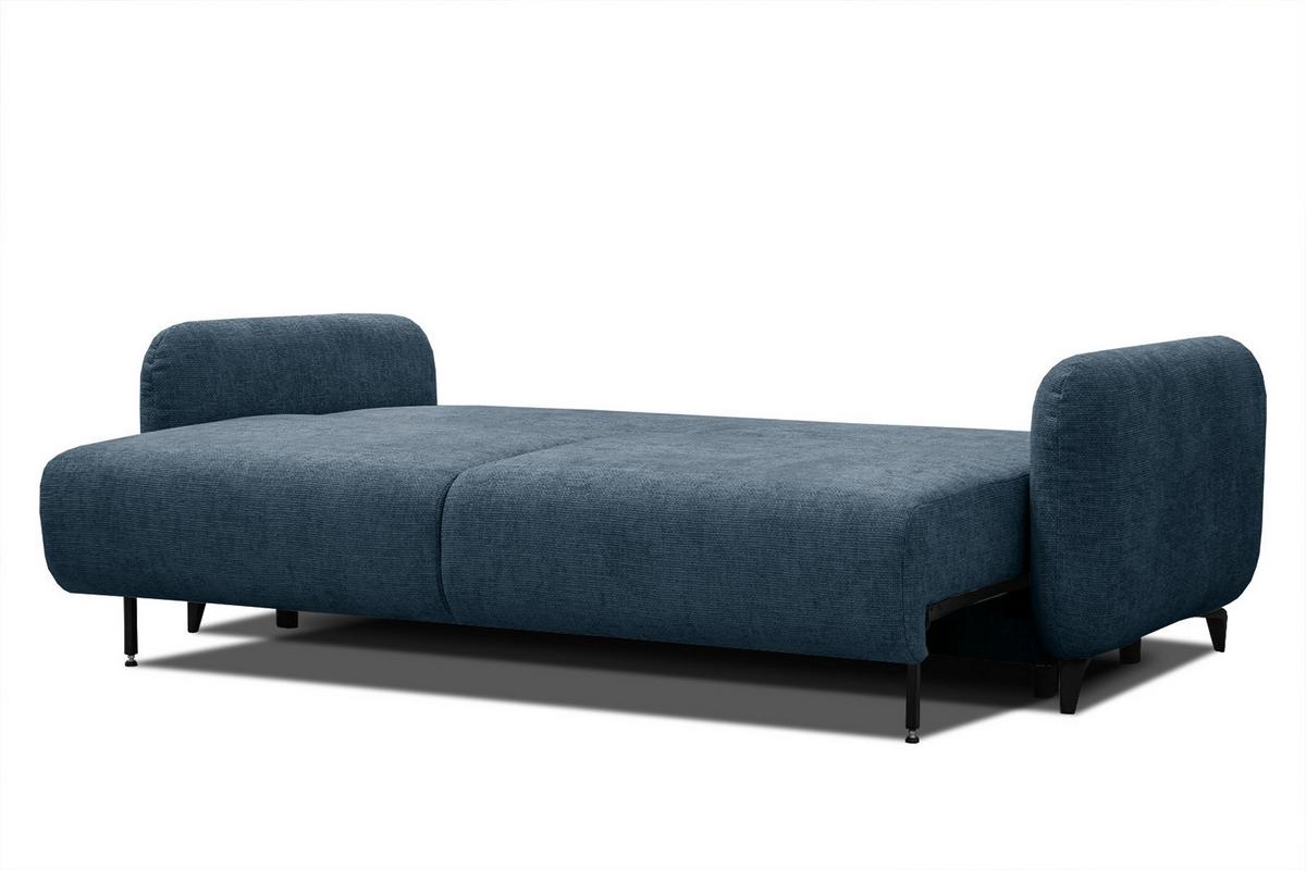 SOFA DRAKE 3-Sitzer mit Schlaffunktion, dunkelblau - Dunkelblau/Braun, Holz/Textil (232/90/107cm) - Wozimo