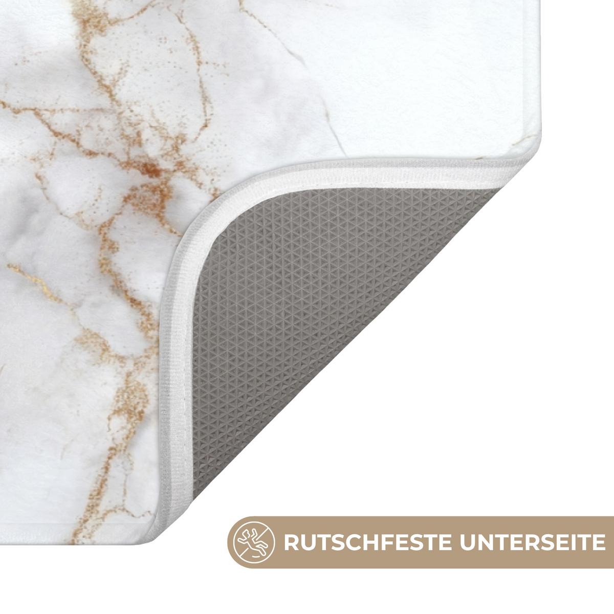 BADEMATTE Weiß - Gold - Marmor - Grau 80x50 cm - Weiß, Textil (80/50cm) - OnlyWow