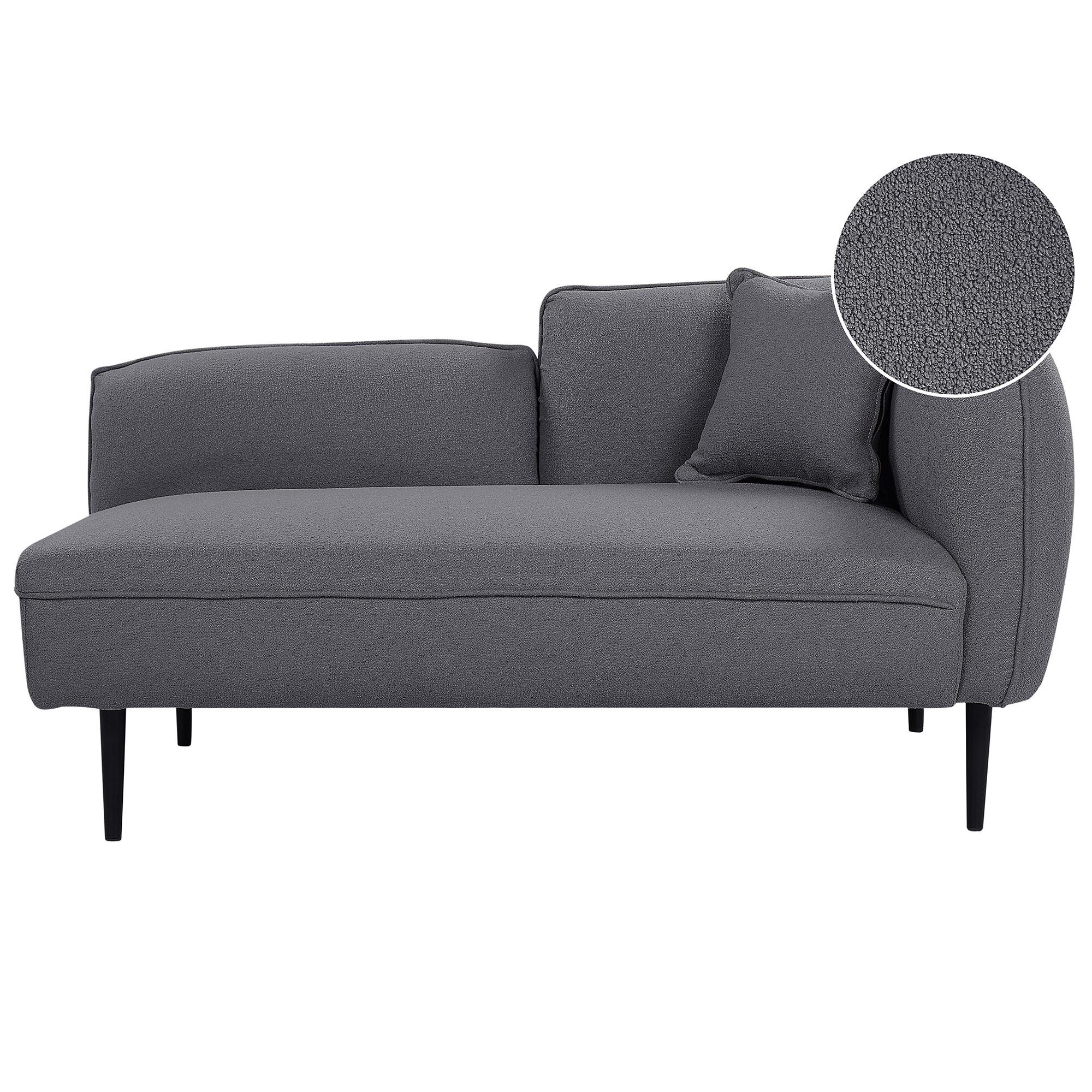 CHAISELONGUE Bouclé dunkelgrau rechtsseitig Chevannes - Schwarz/Grau, Textil (138/74/77cm) - Beliani