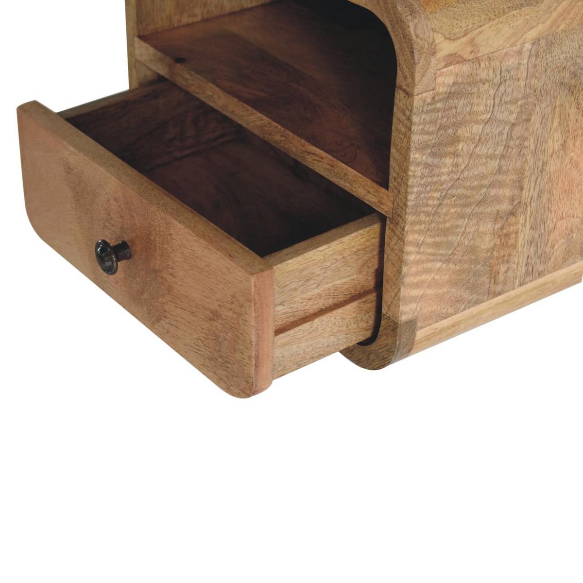 NACHTTISCH Wandmontierter im Eichenholz-Finish, 1 Schublade, 1 Offenes Fach, Beige - Beige/Messingfarben, Holz/Metall (30/25/25cm) - Artisan Furniture
