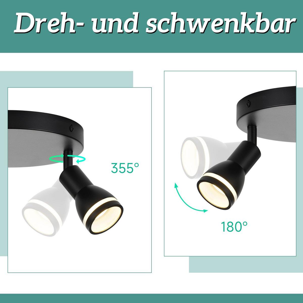 DECKENSTRAHLER Delmenhorst 3-flammig 20/20/15.7 cm - Schwarz, Metall (20/20/15.7cm) - Nettlife