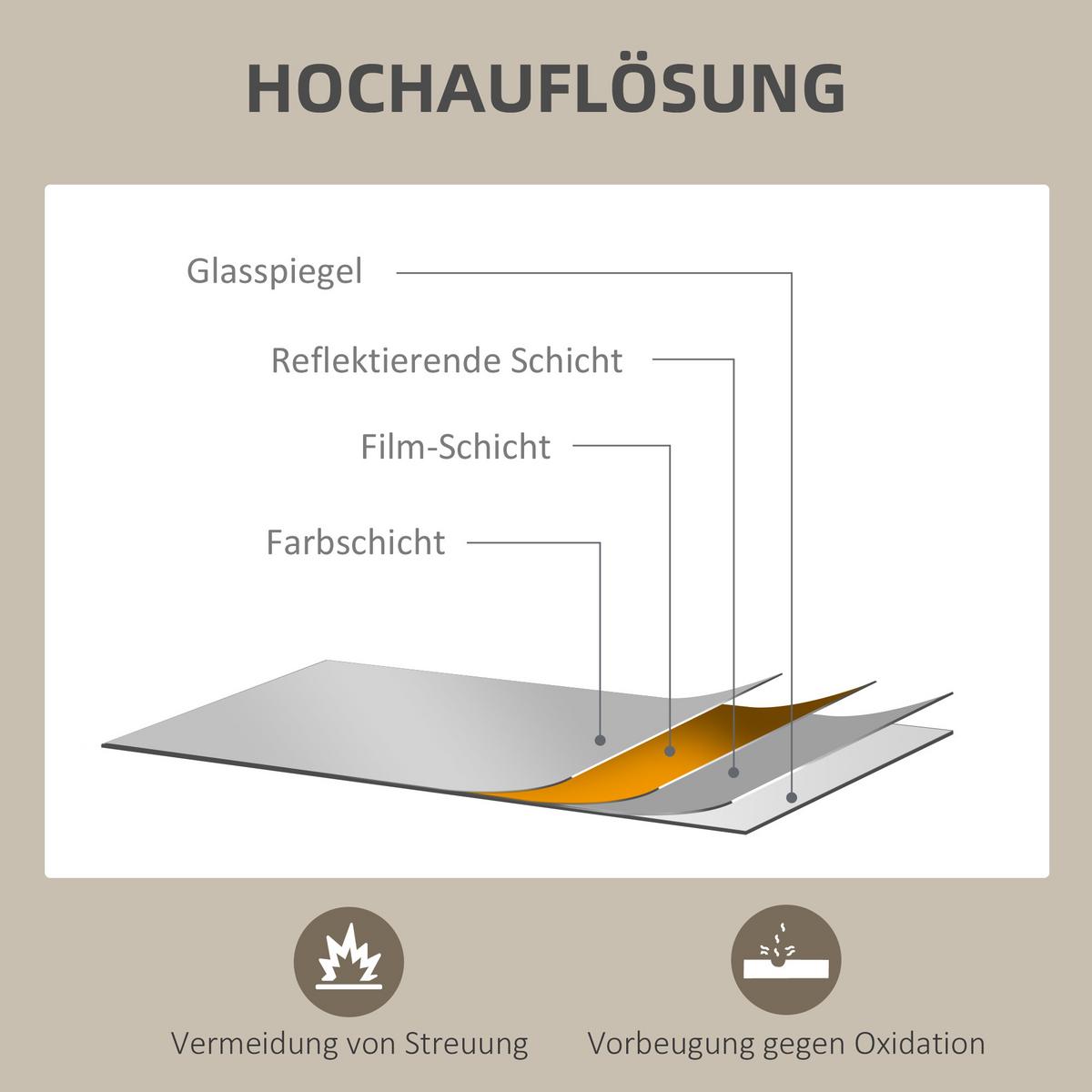 WANDSPIEGEL MDF Glas Schwarz - Schwarz, Holzwerkstoff (2/70/50cm) - HOMCOM