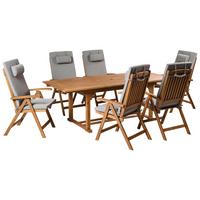 GARTENMÖBEL-SET 6-Sitzer Grau meliert Akazienholz Java Premium - Hellbraun, Holz - Beliani
