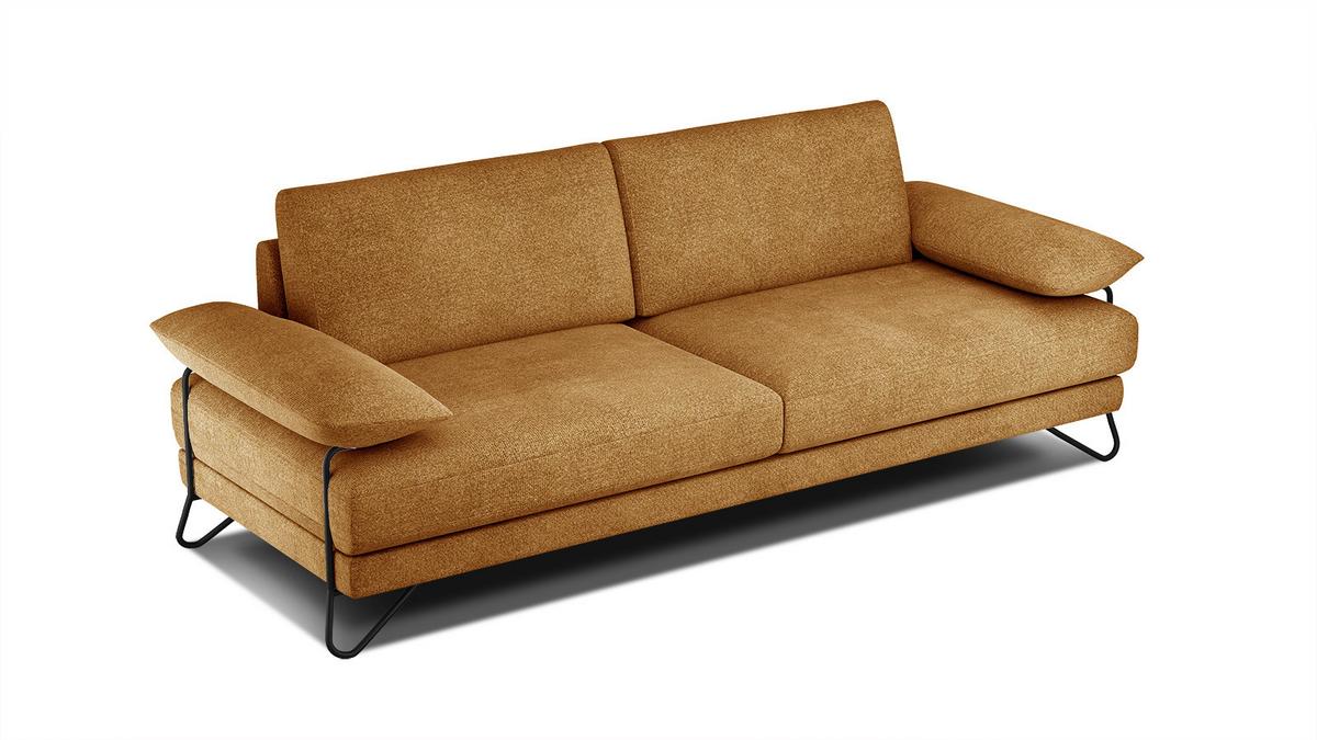 SOFA LORI 3-Sitzer, orange - Schwarz/Orange, Holzwerkstoff/Textil (245/87/96cm) - Wozimo
