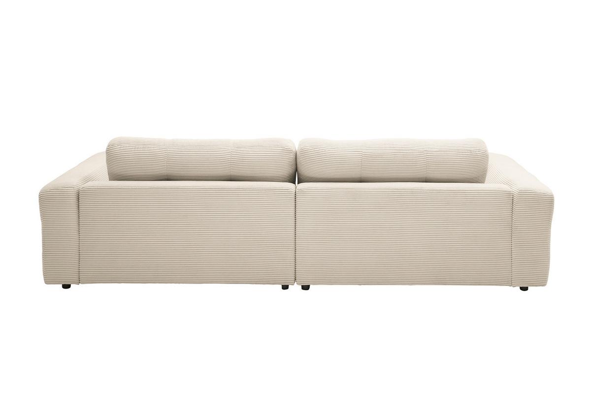 ECKSOFA MIKA Cremeweiß Cord - Creme/Schwarz, Kunststoff/Textil (276/167cm) - KAWOLA