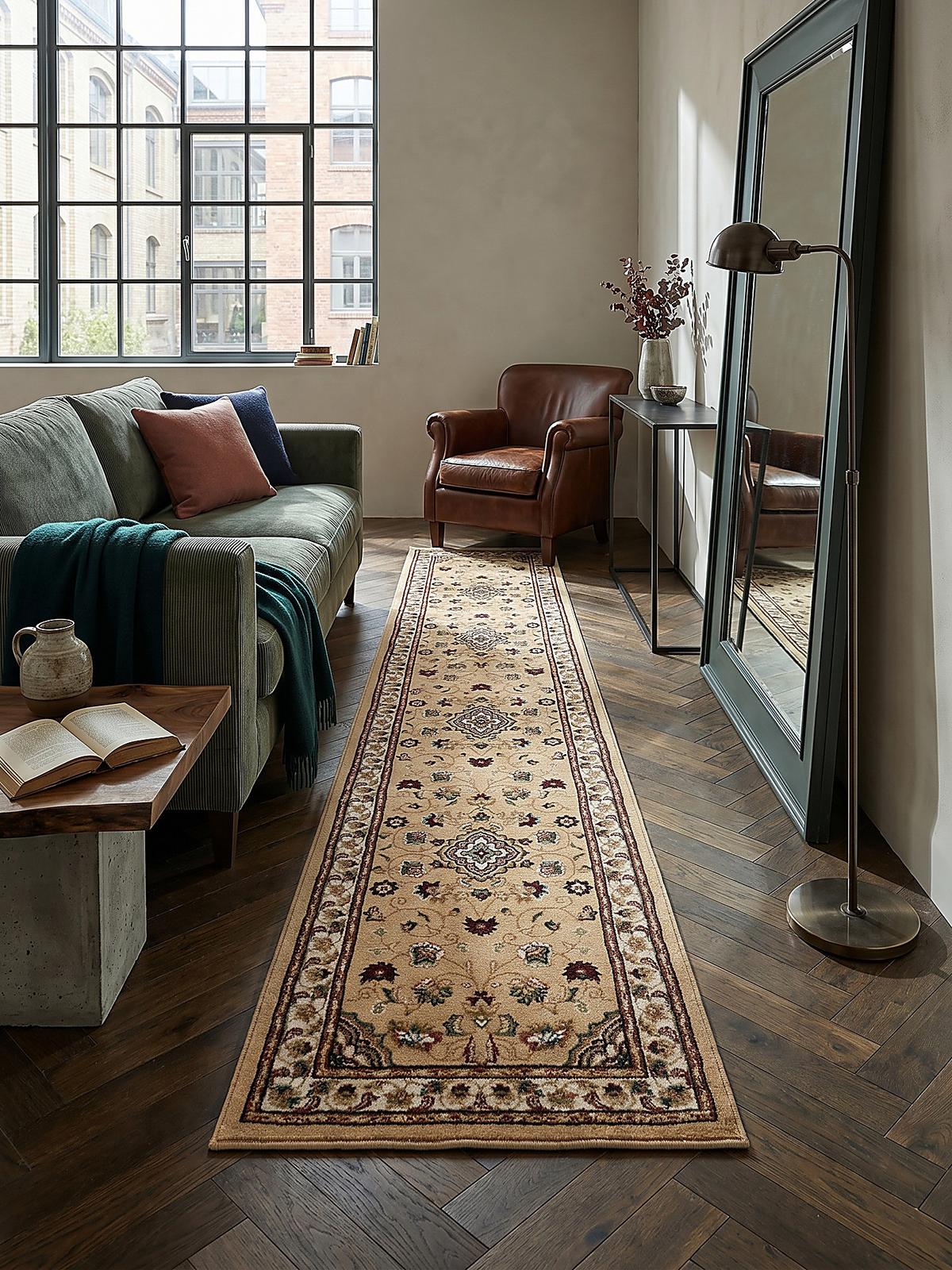 TEPPICH GLAZERT, klassisch-floral, Braun, 66 x 300 cm - Braun, Textil (300/66cm) - KADIMA DESIGN