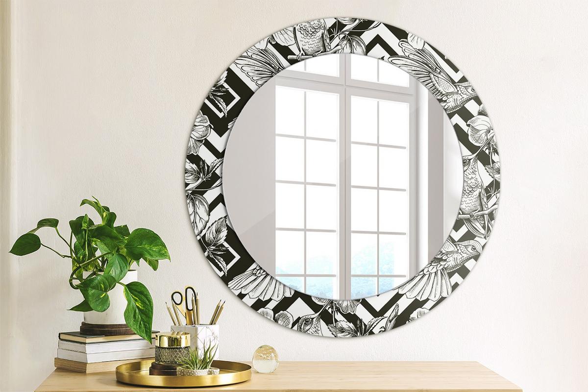 SPIEGEL Rund Ø 60 cm mit Aufdruck - Schwarz, Glas (60/60/0.4cm) - Wallfluent