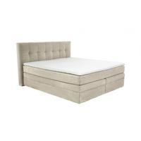 BOXSPRINGBETT 180x200 cm, 7-Zonen-Tonnentaschen-Federkernmatratzen H3, Topper, Bonell-Federkern, 2 Bettkästen, Cord Beige Grau / 20039 - Greige/Schwarz, Kunststoff/Textil (180/200cm) - luma-home