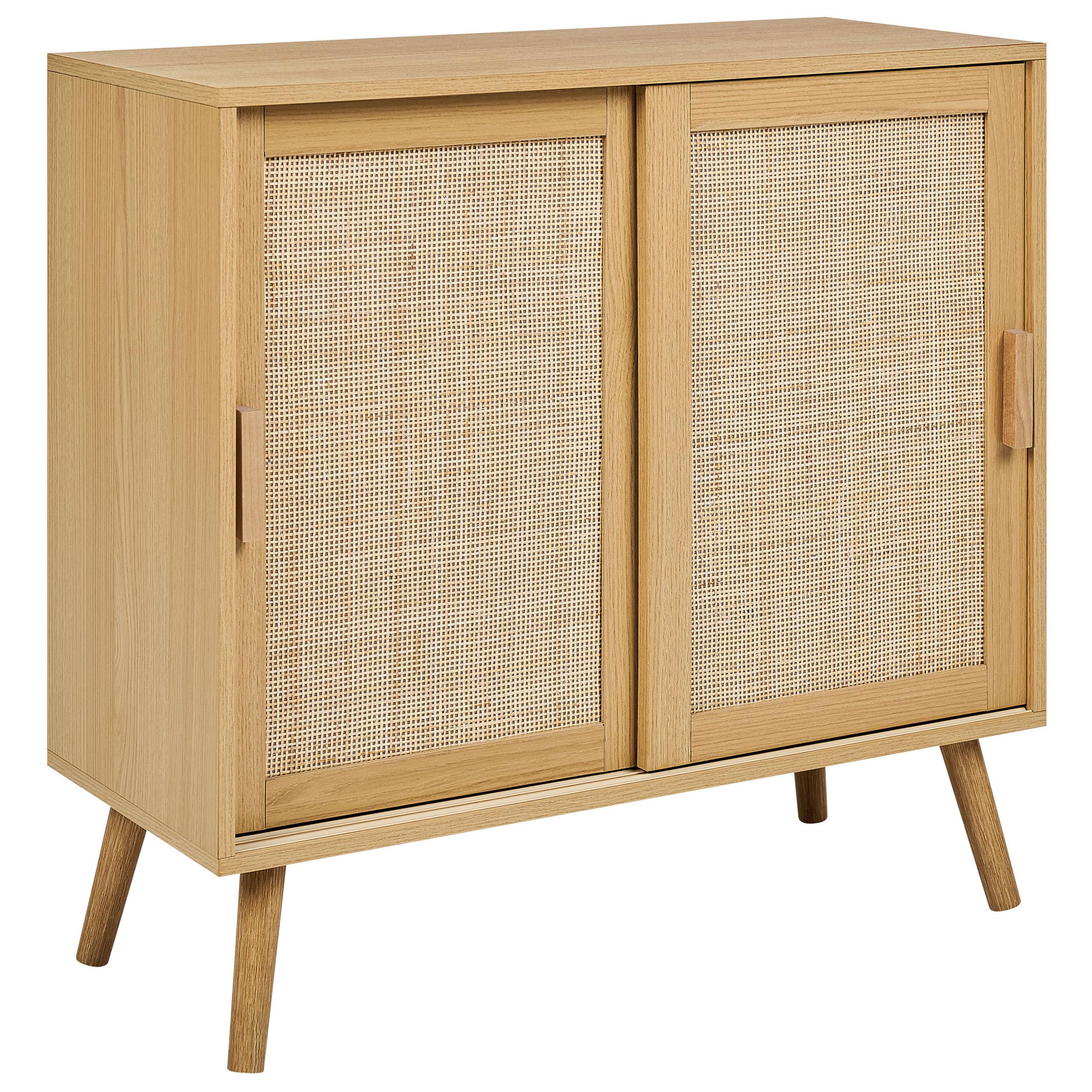 SCHRANK Hellbraun Hodgen - Braun, Holzwerkstoff (80/80/35cm) - Beliani