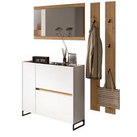 GARDEROBEN-SET weiß, Eiche Artisan 4-teilig 172 cm, Kombination mit Soft-Close - Schwarz/Weiß, Glas/Holzwerkstoff (172/197/32cm) - Inn.Furn