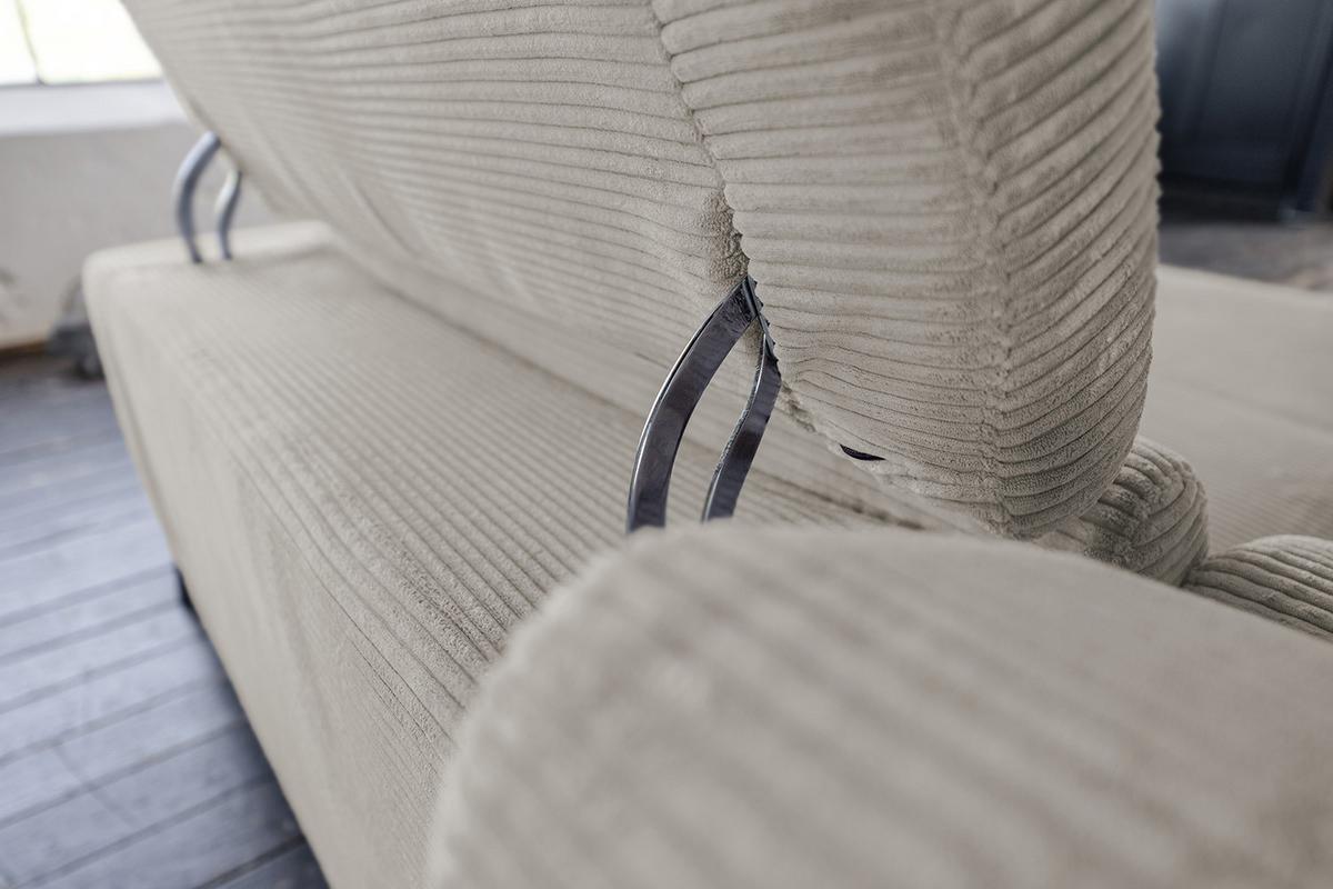ECKSOFA LAISKA Steingrau Cord - Schwarz/Grau, Textil/Metall (282/177cm) - KAWOLA