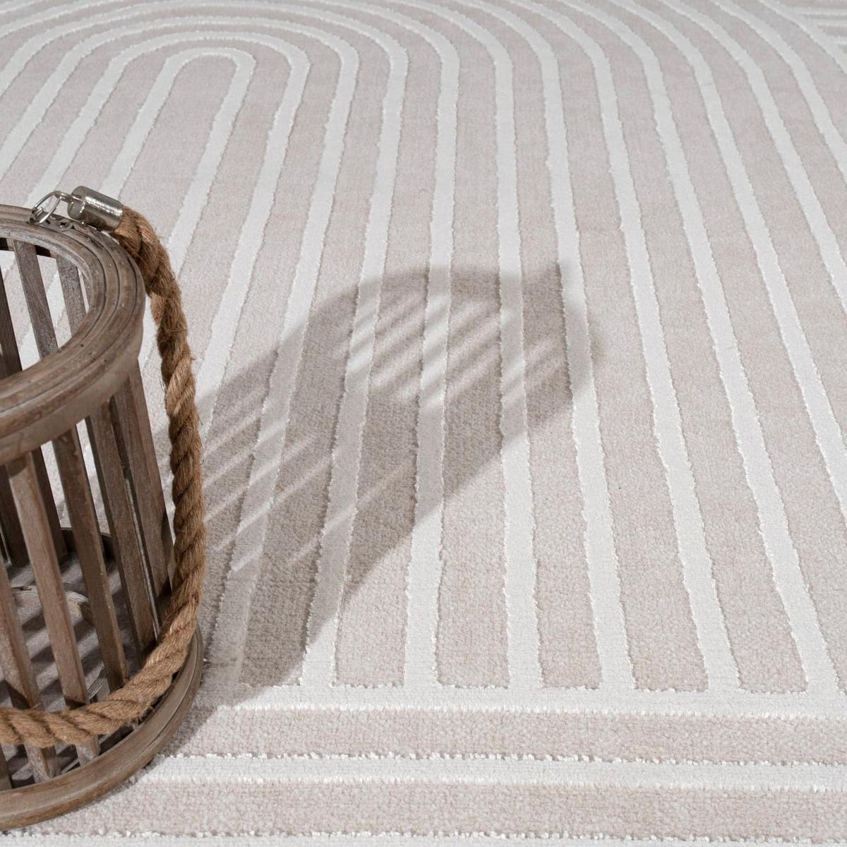 KURZFLORTEPPICH, abstrakt, aus Polyester, Florhöhe 10 mm, Creme, 160 x 220 cm - Creme, Textil (220/160cm) - KADIMA DESIGN