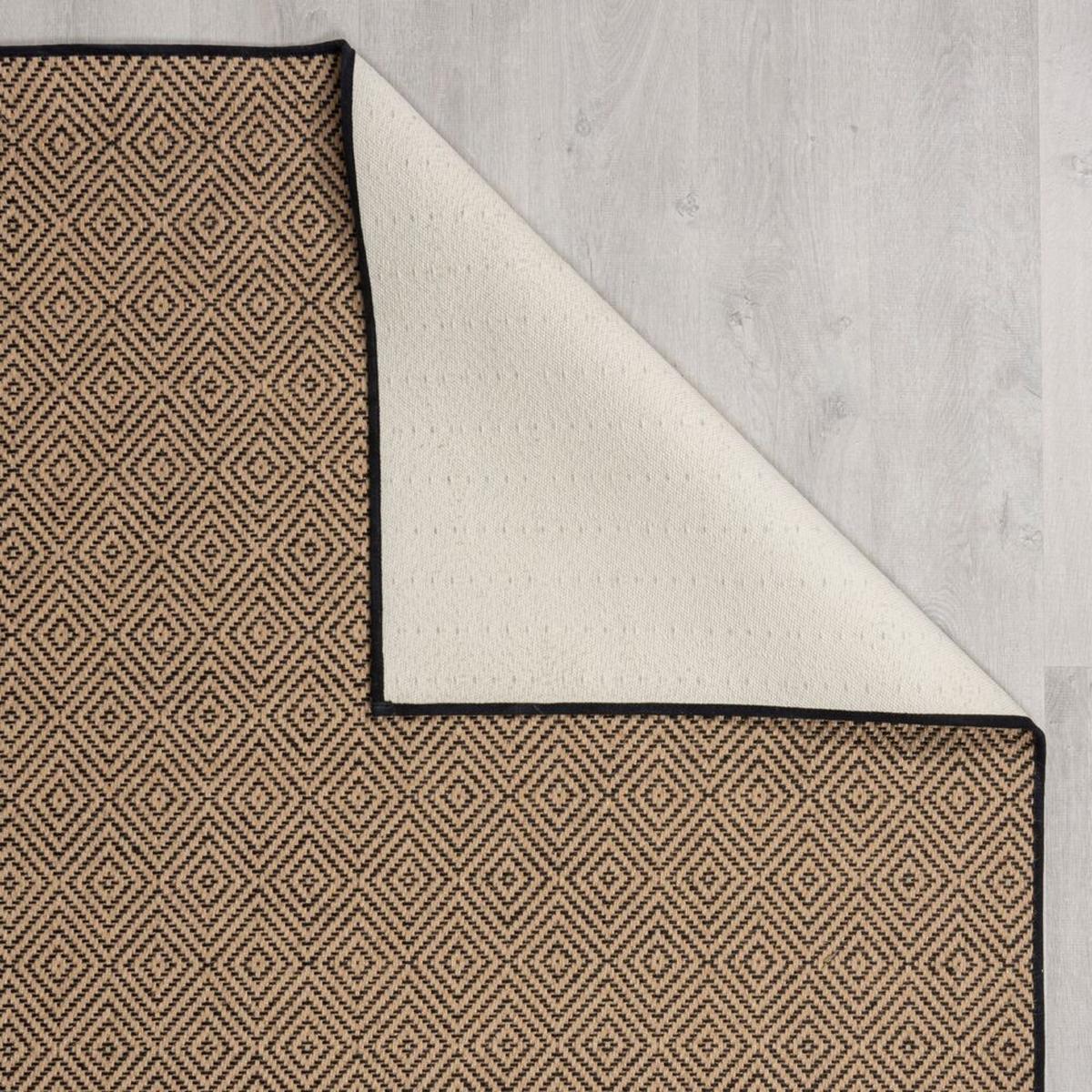 JUTETEPPICH CARRON, geometrisch, Braun-Schwarz, 200 x 290 cm - Braun, Naturmaterialien (290/200cm) - KADIMA DESIGN