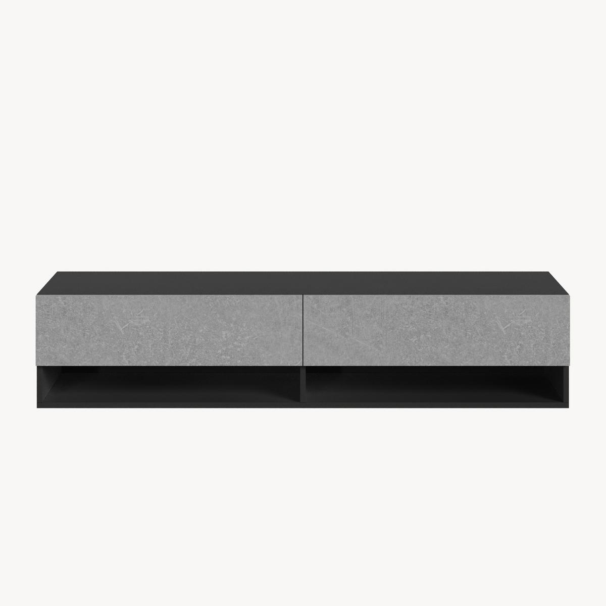 HÄNGELOWBOARD Halmstad - Schwarz/Grau, Holzwerkstoff (140/30/31cm) - [en.casa]