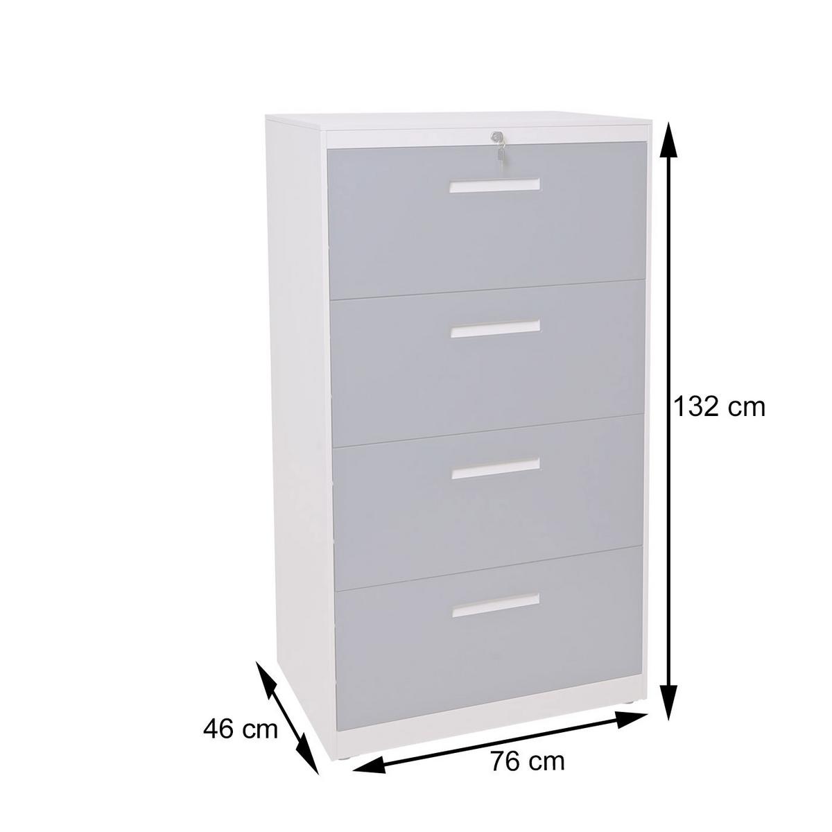 HÄNGEREGISTERSCHRANK Hellgrau - Hellgrau, Metall (76/132/46cm) - MCW