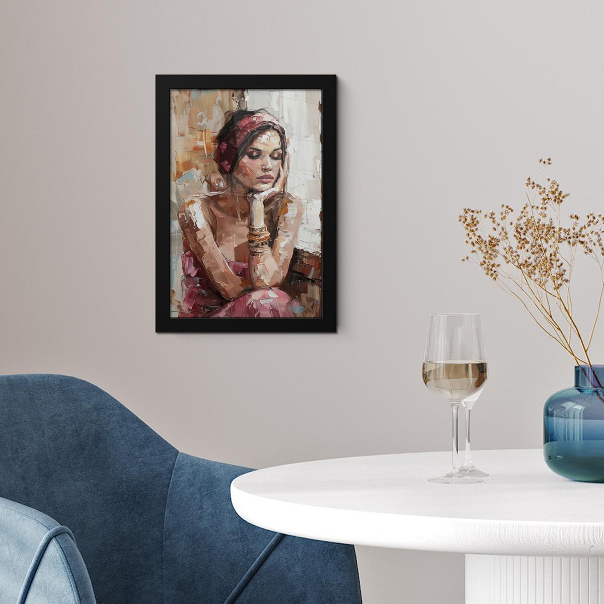 POSTER MIT RAHMEN Frau - Lackierung - Porträt - Modern Poster 20x30 cm - Altrosa, Papier (20/30cm) - MuchoWow