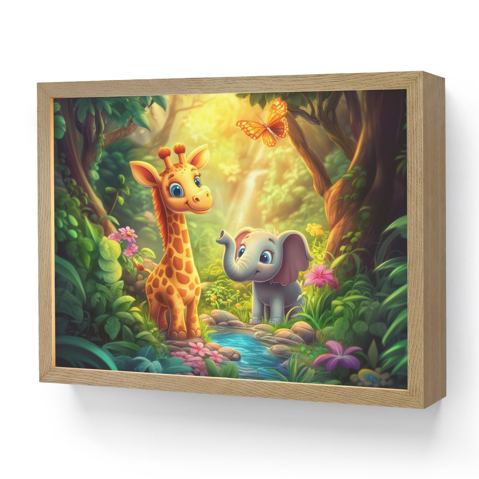 NACHTTISCHLAMPE MIT AKKU Giraffe - Elefant - Blumen - Dschungel 40x30 cm - Grün, Holzwerkstoff (8/40/30cm) - OnlyWow