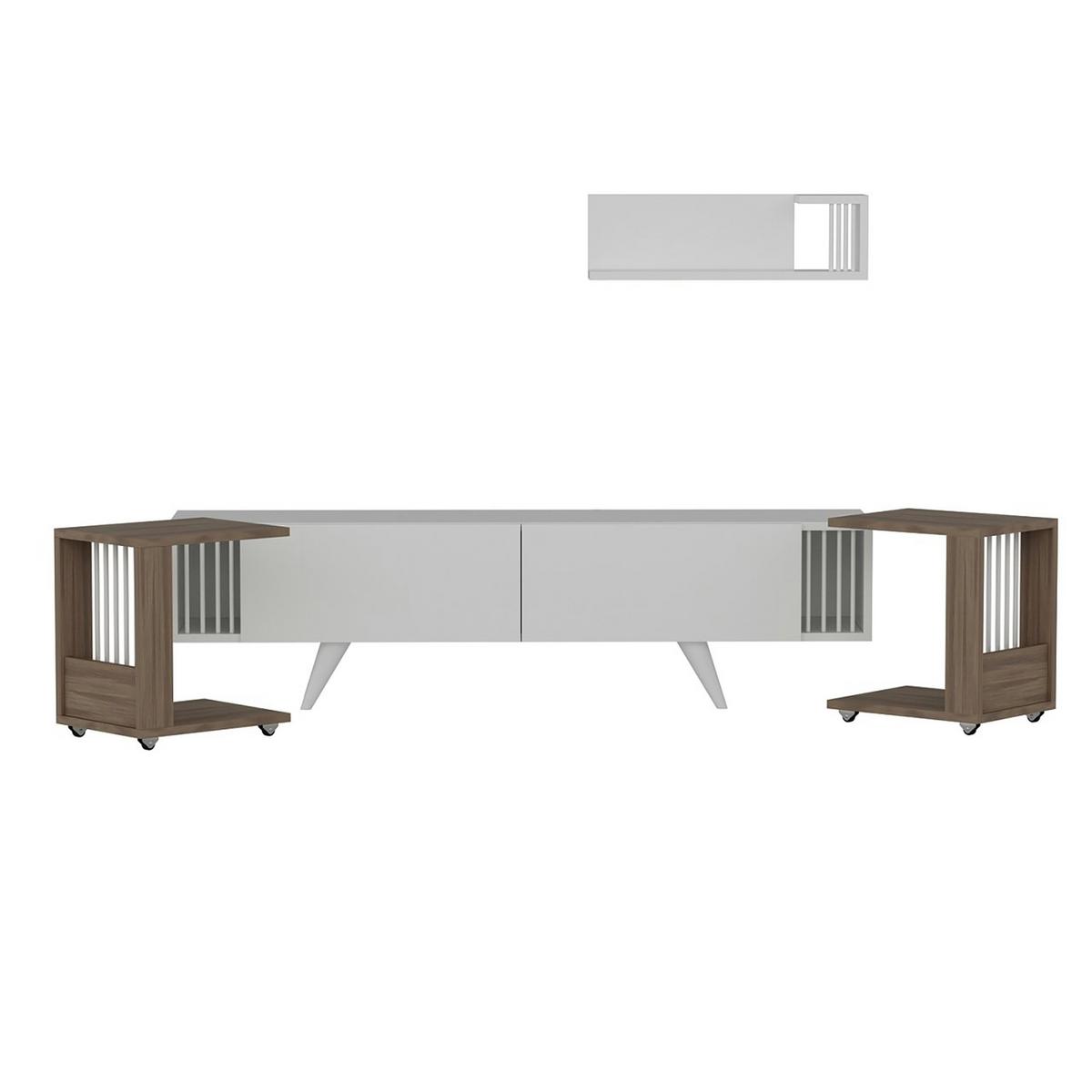 LOWBOARD Glostrup - Weiß, Holzwerkstoff/Kunststoff (60/18/15cm) - [en.casa]