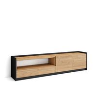 LOWBOARD, Eiche Schwarz, 207/37/50cm - Eichefarben, Holzwerkstoff (207/50/37cm) - Skraut Home