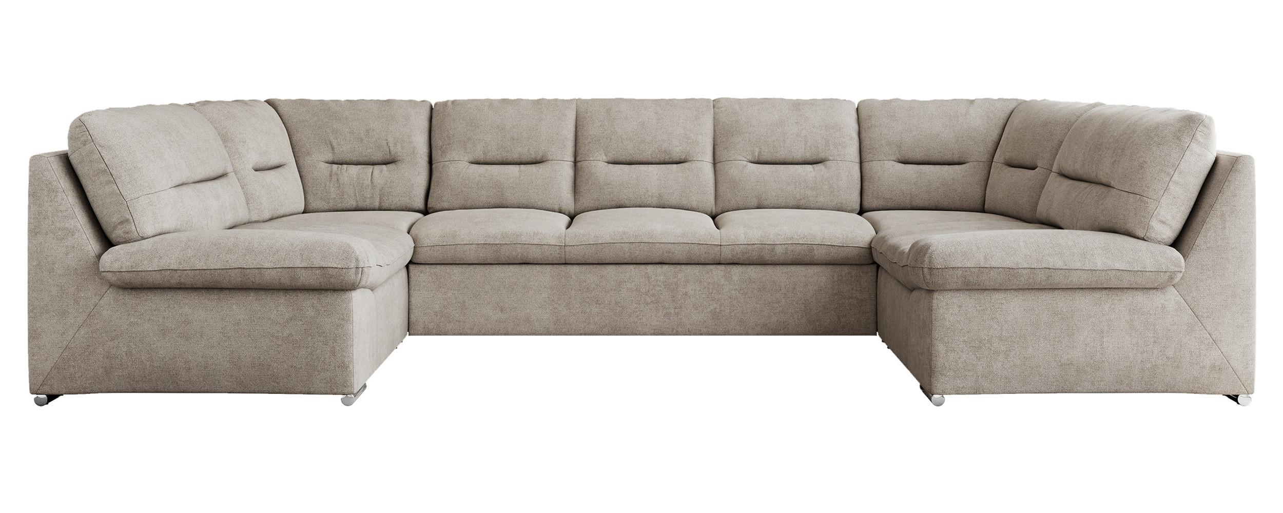 WOHNLANDSCHAFT MORBIDO U Beige Struktur - Beige/Silberfarben, Textil/Metall (340/93/206cm) - MKS