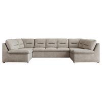 WOHNLANDSCHAFT MORBIDO U Beige Struktur - Beige/Silberfarben, Textil/Metall (340/93/206cm) - MKS